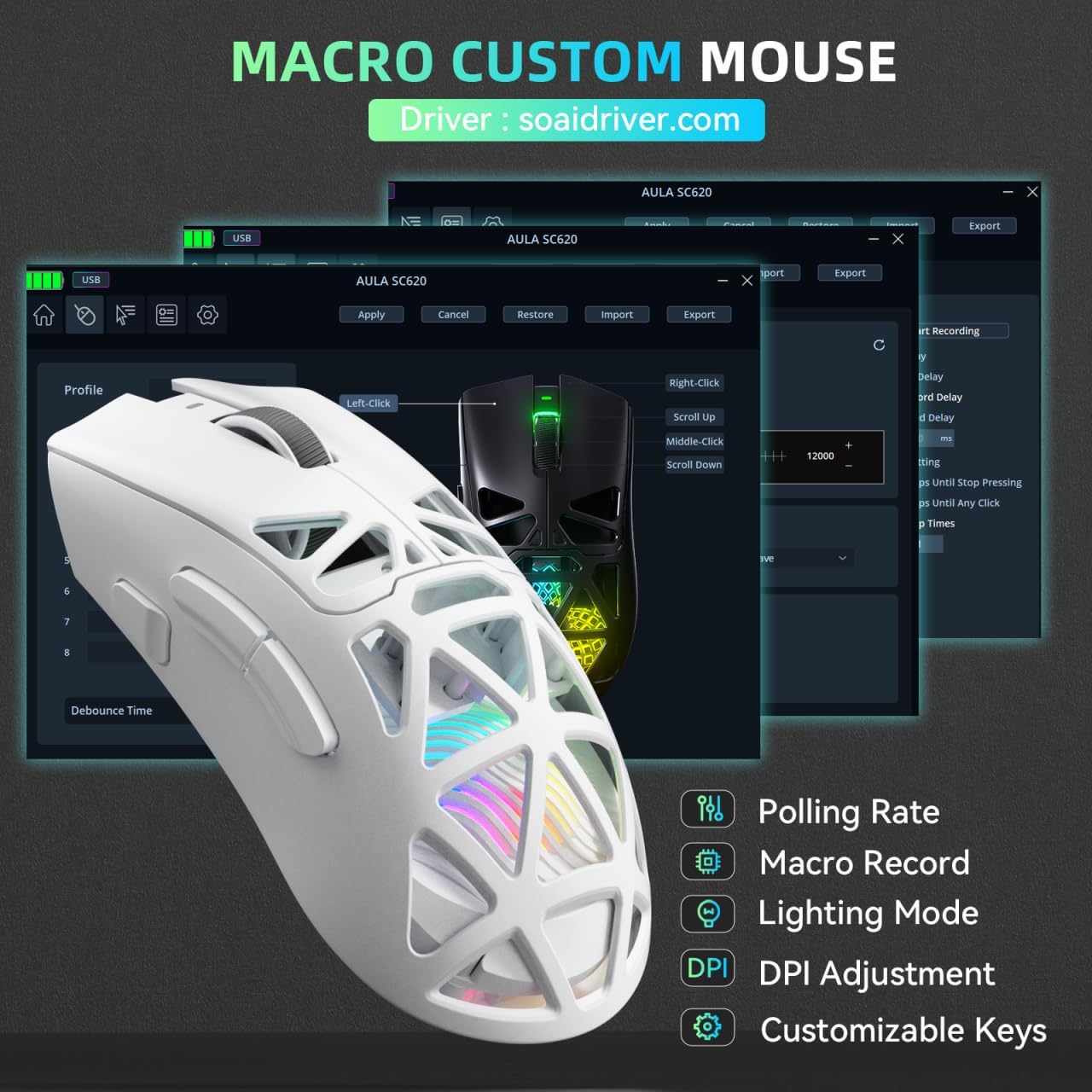 AULA SC620 Wireless Mouse Wire - Esports Gaming Mouse Weight Adjustable 리뷰 및 가격